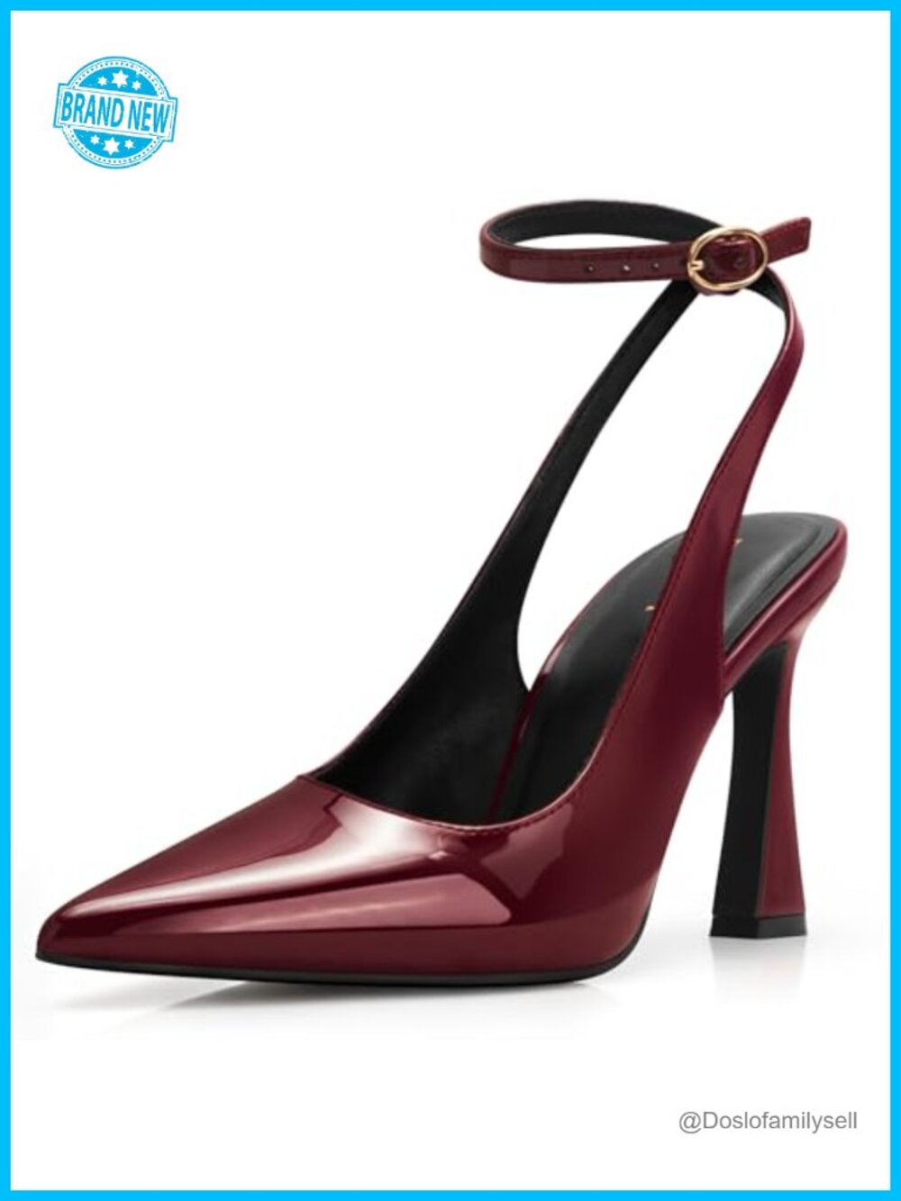 Womens Pointed Toe Slingback Stiletto Heels Faux Leather Pumps for Wedding